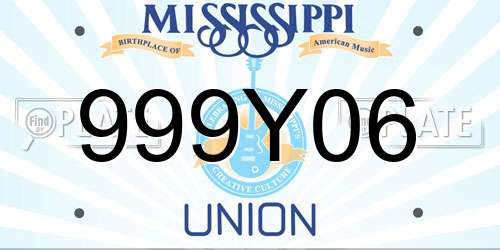 999Y06 Mississippi License Plate