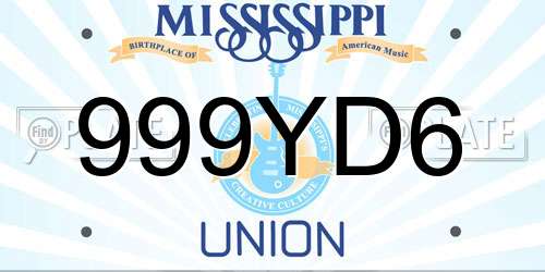 999YD6 Mississippi License Plate