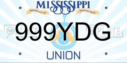 999YDG Mississippi License Plate