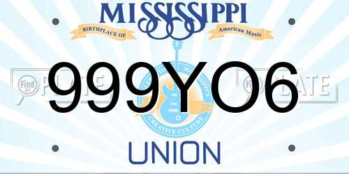 999YO6 Mississippi License Plate