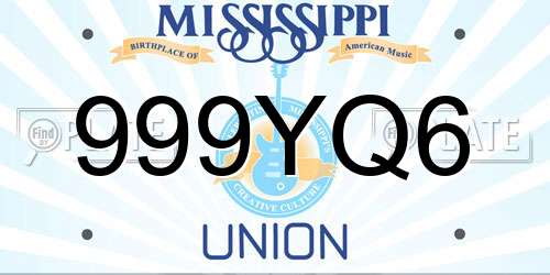 999YQ6 Mississippi License Plate