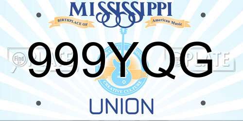 999YQG Mississippi License Plate