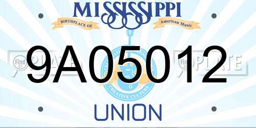 9A05012 Mississippi License Plate