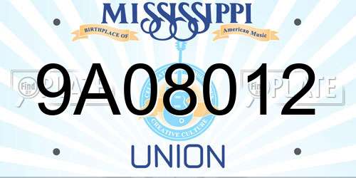 9A08012 Mississippi License Plate
