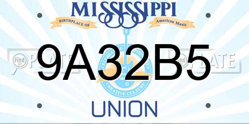 9A32B5 Mississippi License Plate