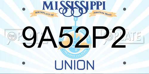 9A52P2 Mississippi License Plate