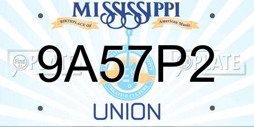 9A57P2 Mississippi License Plate