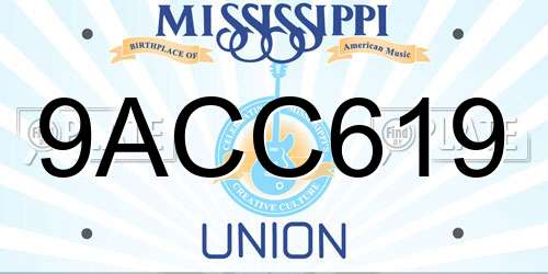 9ACC619 Mississippi License Plate