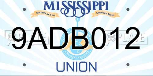 9ADB012 Mississippi License Plate