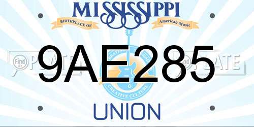 9AE285 Mississippi License Plate