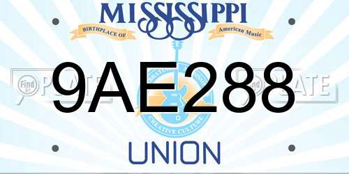 9AE288 Mississippi License Plate