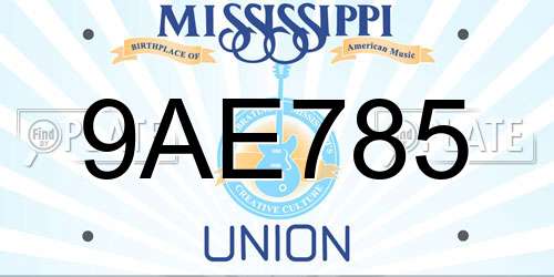9AE785 Mississippi License Plate