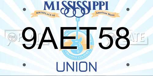 9AET58 Mississippi License Plate