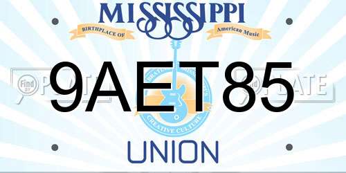9AET85 Mississippi License Plate