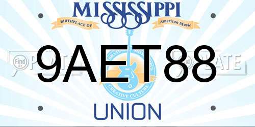 9AET88 Mississippi License Plate