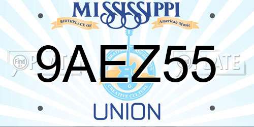 9AEZ55 Mississippi License Plate