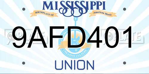 9AFD401 Mississippi License Plate