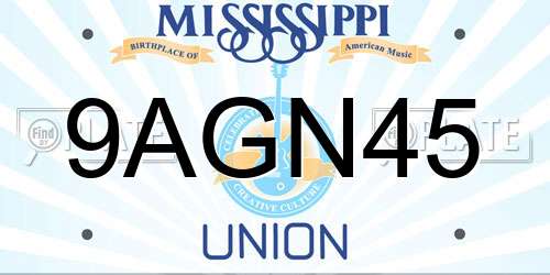 9AGN45 Mississippi License Plate