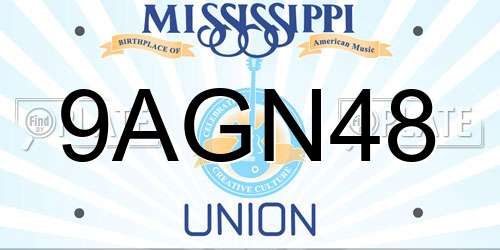 9AGN48 Mississippi License Plate
