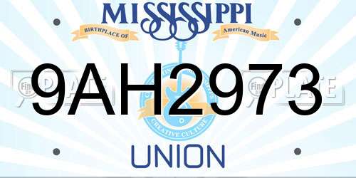 9AH2973 Mississippi License Plate