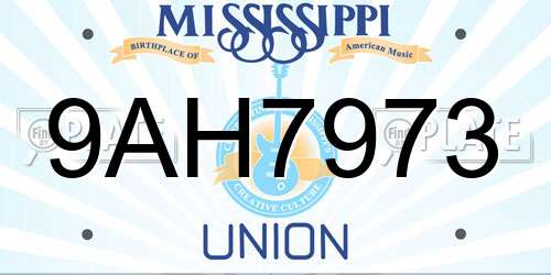 9AH7973 Mississippi License Plate
