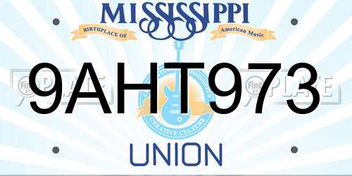 9AHT973 Mississippi License Plate