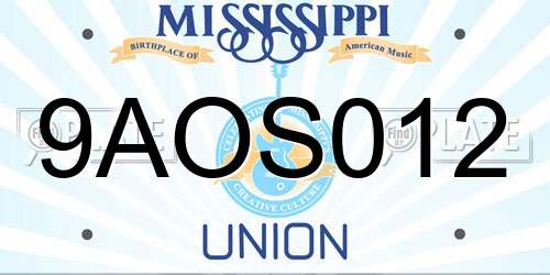 9AOS012 Mississippi License Plate