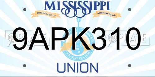 9APK310 Mississippi License Plate