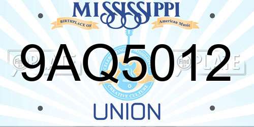 9AQ5012 Mississippi License Plate
