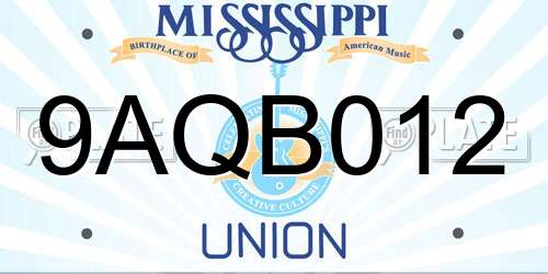 9AQB012 Mississippi License Plate