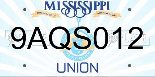 9AQS012 Mississippi License Plate