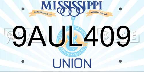 9AUL409 Mississippi License Plate