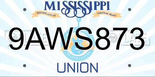 9AWS873 Mississippi License Plate