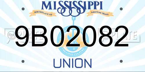 9B02082 Mississippi License Plate