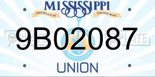 9B02087 Mississippi License Plate