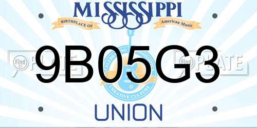 9B05G3 Mississippi License Plate