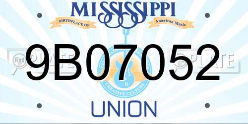 9B07052 Mississippi License Plate