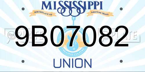 9B07082 Mississippi License Plate
