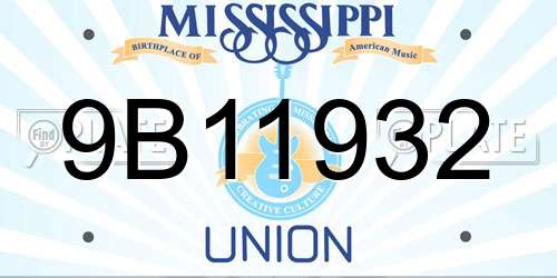9B11932 Mississippi License Plate