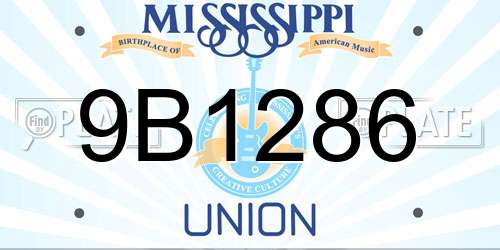 9B1286 Mississippi License Plate