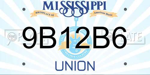 9B12B6 Mississippi License Plate