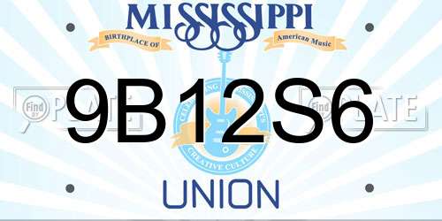 9B12S6 Mississippi License Plate