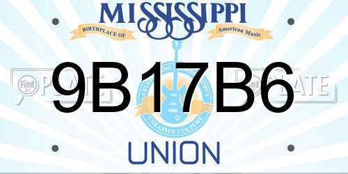 9B17B6 Mississippi License Plate