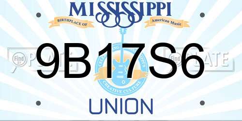 9B17S6 Mississippi License Plate