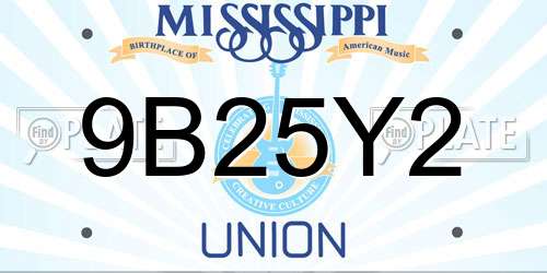 9B25Y2 Mississippi License Plate