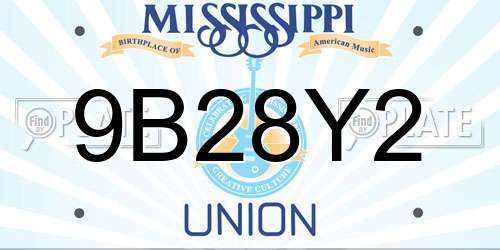 9B28Y2 Mississippi License Plate