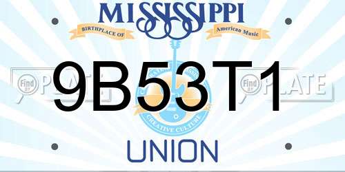 9B53T1 Mississippi License Plate