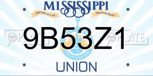 9B53Z1 Mississippi License Plate