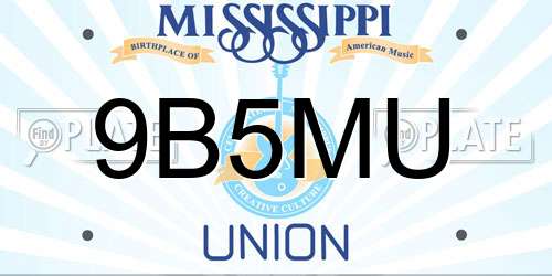 9B5MU Mississippi License Plate