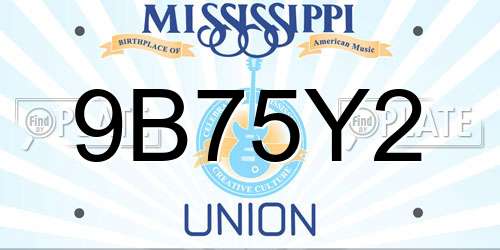 9B75Y2 Mississippi License Plate